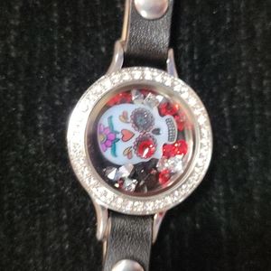 Origami Owl skull and stone wrap bracelet